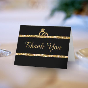 Cartão De Agradecimento Casamento Inicial do Monograma Dourado e Luminter 