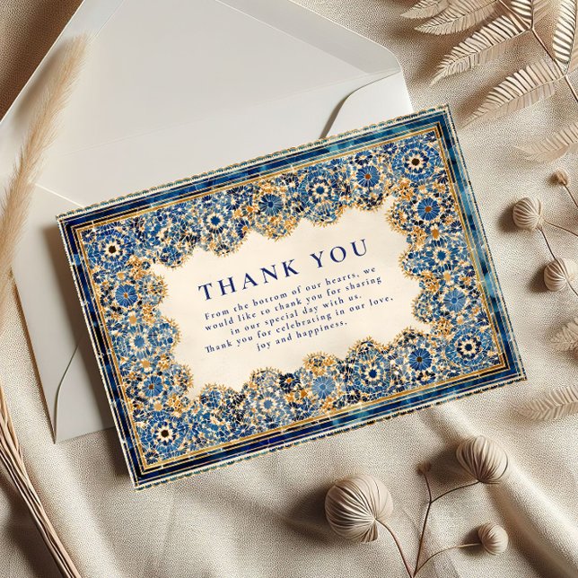 Cartão De Agradecimento Casamento Islâmico Azul Real (Criador carregado)