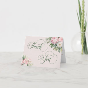 Cartão De Agradecimento Casamento Islâmico Floral Branco e Rosa Elegante