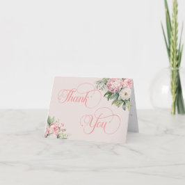 Cartão De Agradecimento Casamento Islâmico Floral Branco e Rosa Elegante