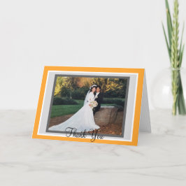 Cartão De Agradecimento Casamento Laranja Branco Foto