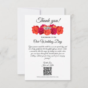 Cartão De Agradecimento Casamento Laranja-Rosa-Brilhante-Casamento-