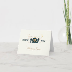 Cartão De Agradecimento Casamento LGBTQ Azul de Creme de Dois Homens de Al