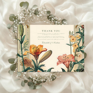 Cartão De Agradecimento Casamento Lírio Art Nouveau – Design Floral em Mol