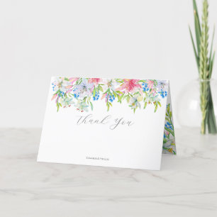 Cartão De Agradecimento Casamento. Lírios e aves de flores