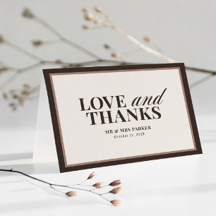 Cartão De Agradecimento Casamento Luxo Clássico Neutro Marrom