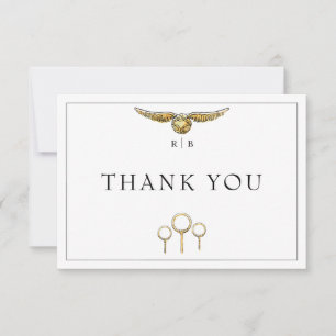 Cartão De Agradecimento Casamento Mágico de Aquarela do Harry Potter