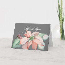 Cartão De Agradecimento Casamento mágico de Natal/Poinsettia/Cinza kg