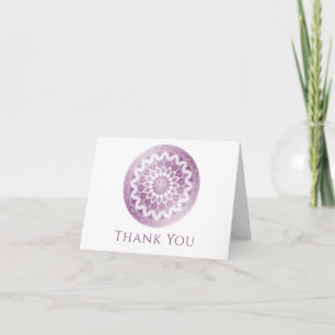 Cartão De Agradecimento Casamento Mandala com Renda Rosa