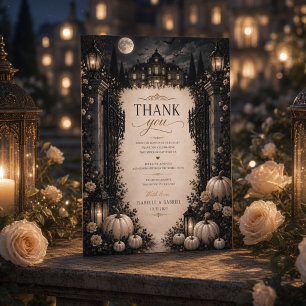 Cartão De Agradecimento Casamento Mansão Gótica Lua Celestial Luxuosa