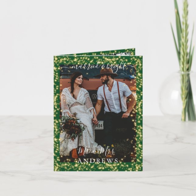 Cartão De Agradecimento Casamento Manuscrito Casado e Brilho 3 Fotos Do Qu (Frente)