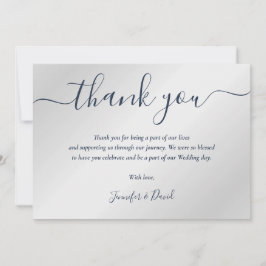 Cartão De Agradecimento Casamento marinho Azul e Prata