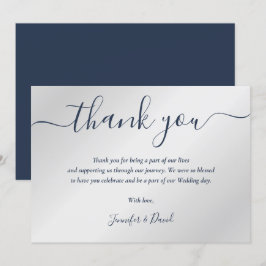 Cartão De Agradecimento Casamento marinho Azul e Prata