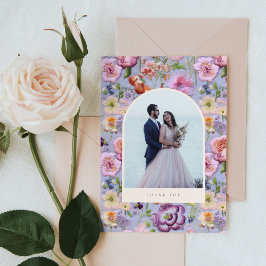 Cartão De Agradecimento Casamento Máximo De Bordados Florais Roxos