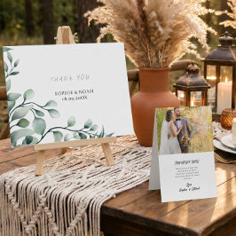 Cartão De Agradecimento Casamento Minimalista Clássico Estético Elegante e