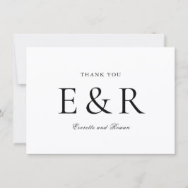Cartão De Agradecimento Casamento Minimalista com Monograma Moderno e Ousa