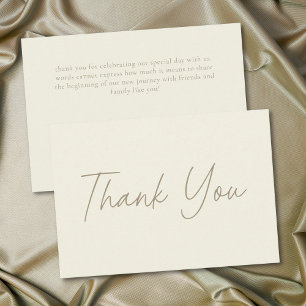Cartão De Agradecimento Casamento Minimalista Creme Marfim Elegante