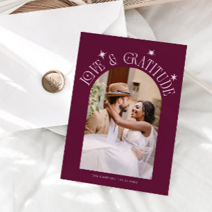 Cartão De Agradecimento Casamento Minimalista de Amor & Gratidão Foto Cran