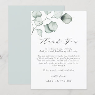 Cartão De Agradecimento Casamento Minimalista De Eucalyptus De Aquarela