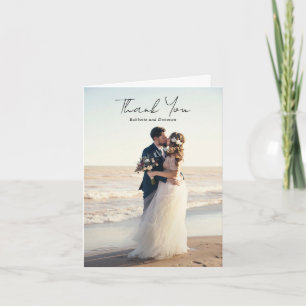Cartão De Agradecimento Casamento minimalista de fotos em preto e branco m