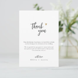 Cartão De Agradecimento Casamento Minimalista de Script Chic Moderno
