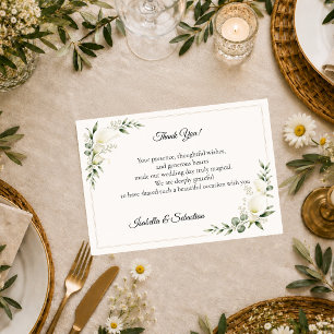 Cartão De Agradecimento Casamento Minimalista Elegante com Copo-de-Leite