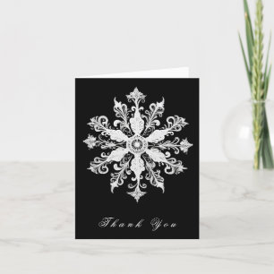 Cartão De Agradecimento Casamento Minimalista em Floco de Neve Branco