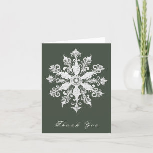 Cartão De Agradecimento Casamento Minimalista em Floco de Neve Verde