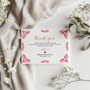 Cartão De Agradecimento Casamento Minimalista Floral Laranja Talavera Mexi