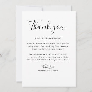 Cartão De Agradecimento Casamento minimalista moderno com tipografia simpl