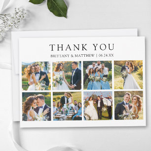 Cartão De Agradecimento Casamento Minimalista Moderno de 8 Fotos