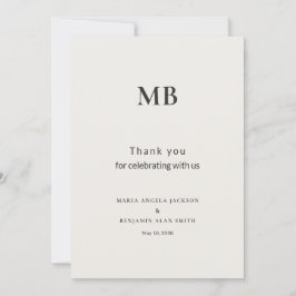 Cartão De Agradecimento Casamento Minimalista Moderno e Intimo
