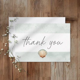 Cartão De Agradecimento Casamento Minimalista na Praia com Aquarela de Con