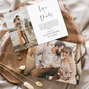 Cartão De Agradecimento Casamento Minimalista Obrigado Foto Simples