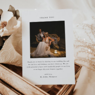 Cartão De Agradecimento Casamento Minimalista Preto e Branco com 2 Fotos