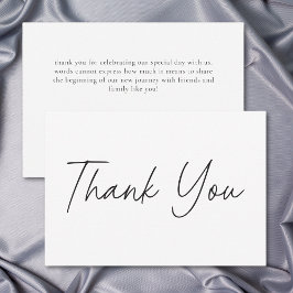 Cartão De Agradecimento Casamento Minimalista Preto e Branco Elegante