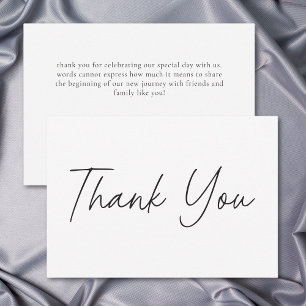Cartão De Agradecimento Casamento Minimalista Preto e Branco Elegante
