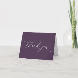 Cartão De Agradecimento Casamento Minimalista Purple Plum Moderno