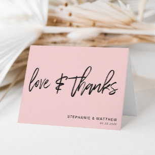 Cartão De Agradecimento Casamento Minimalista Rosa Bege Amor e Gratidão