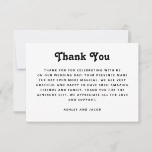 Cartão De Agradecimento Casamento Minimalista   Tipografia Moderna Elegant