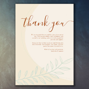 Cartão De Agradecimento Casamento Mínimo de Toneladas de Boho Autumn
