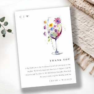 Cartão De Agradecimento Casamento Mínimo De Vidro Floral De Vidro De Aquar