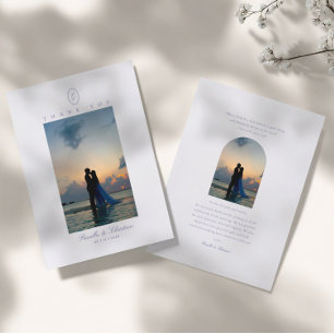 Cartão De Agradecimento Casamento Mínimo Elegante do Monograma de Foto