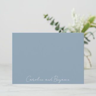 Cartão De Agradecimento Casamento Mínimo Elegante Personalizado Dusty Blue