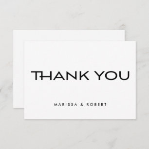 Cartão De Agradecimento Casamento Mínimo Moderno da Tipografia Branca Negr