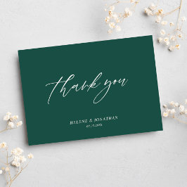Cartão De Agradecimento Casamento Mínimo Moderno Emerald Green