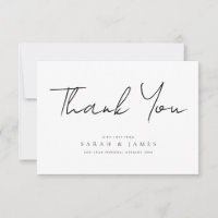 Casamento Mínimo Negro e Branco Moderno Obrigado