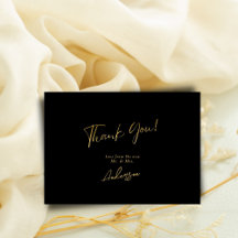 Casamento Mínimo Preto Elegante e Dourado Manuscri