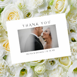 Cartão De Agradecimento Casamento Moderna Tipografia Elegante Foto Simples