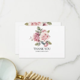 Cartão De Agradecimento Casamento Moderno Chic Elegante Romântico Rosa Ros